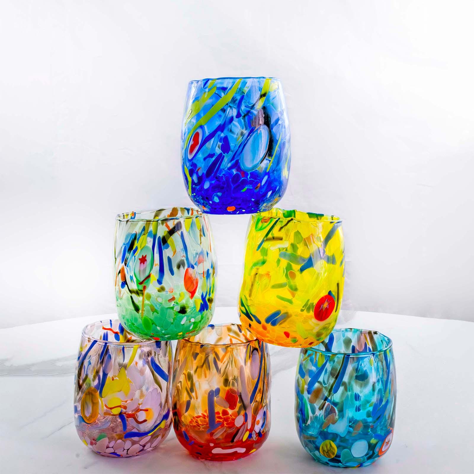 MurArt Bicchieri in Vetro di Murano Collezione MG B12 Set da 6 bicchieri da 250ml