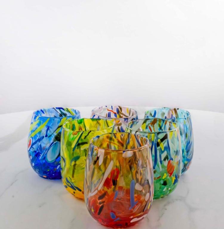 MurArt Bicchieri in Vetro di Murano Collezione MG B12 Set da 6 bicchieri da 250ml