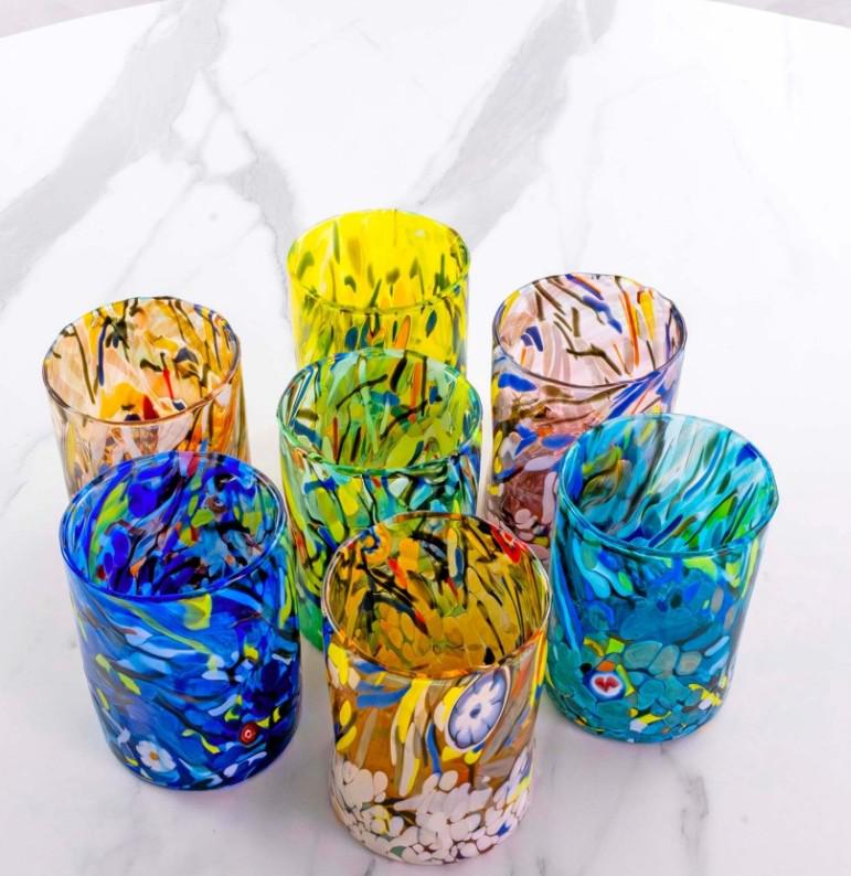 MurArt Bicchieri in vetro di Murano Collezione MG B1 Set da 6 bicchieri da 250 ml