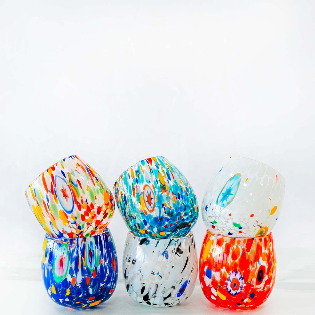 MurArt Bicchieri in Vetro di Murano Collezione Marea B9 Set da 6 bicchieri da 400ml