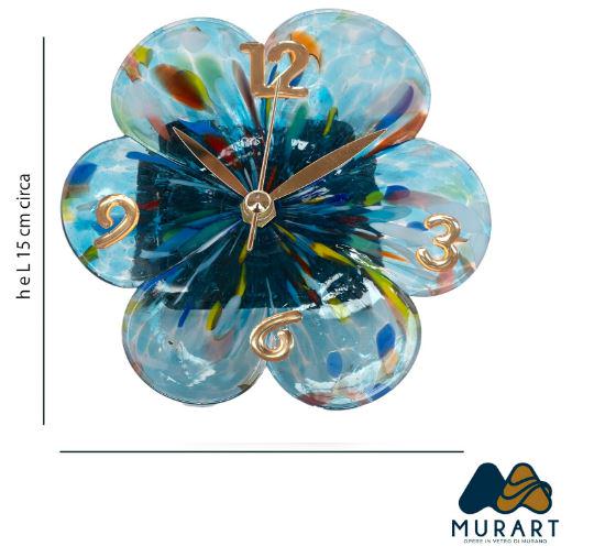 MurArt Orologio da Tavolo in Vetro di Murano realizzato a mano a Forma di Fiore