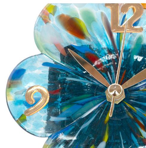 MurArt Orologio da Tavolo in Vetro di Murano realizzato a mano a Forma di Fiore