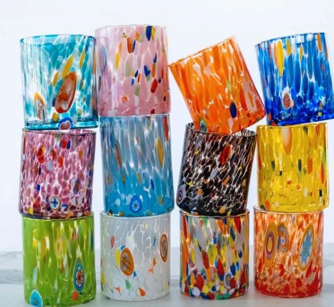 MurArt Bicchieri in Vetro di Murano Collezione B1 Set da 12 bicchieri da 300ml
