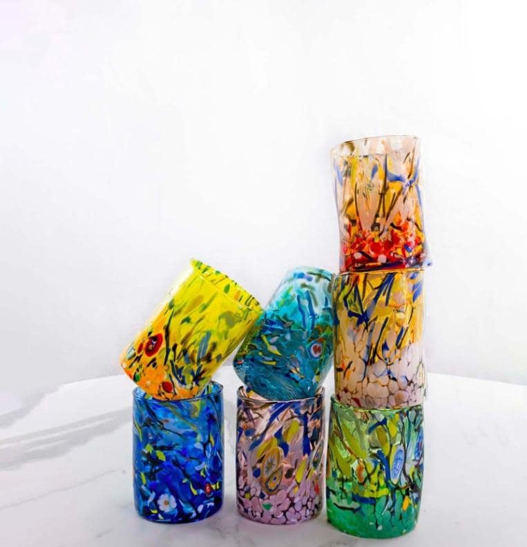 MurArt Bicchieri in vetro di Murano Collezione MG B1 Set da 6 bicchieri da 250 ml