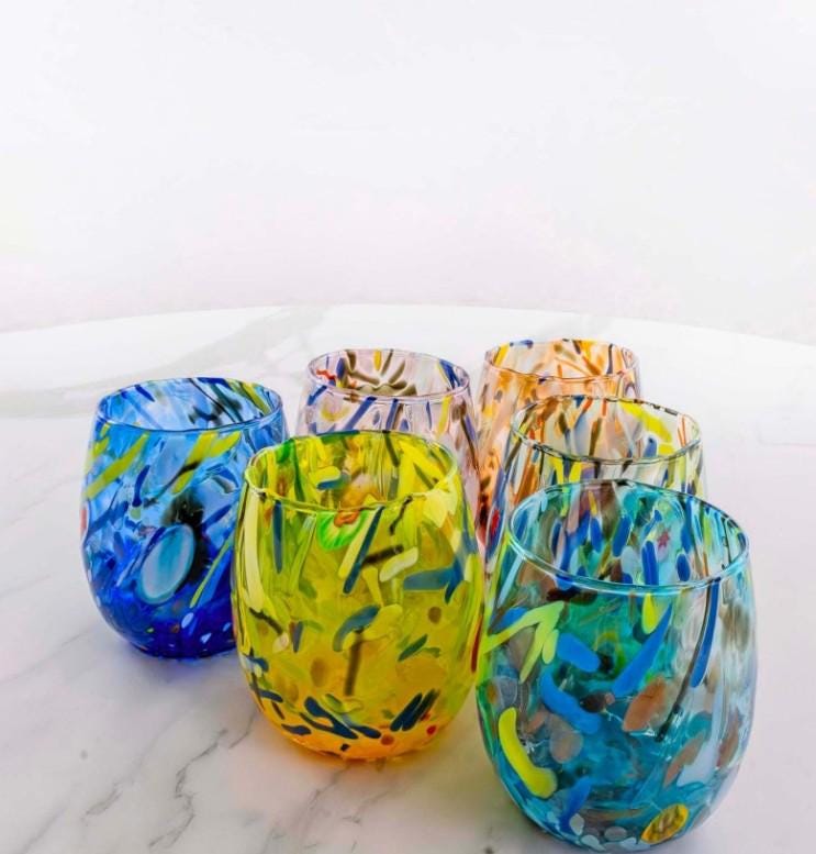 MurArt Bicchieri in Vetro di Murano Collezione MG B12 Set da 6 bicchieri da 250ml