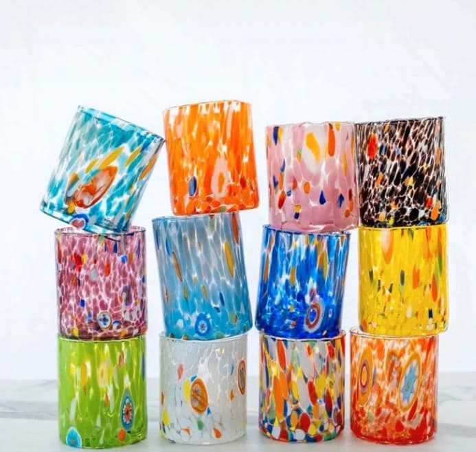 MurArt Bicchieri in Vetro di Murano Collezione B1 Set da 12 bicchieri da 300ml