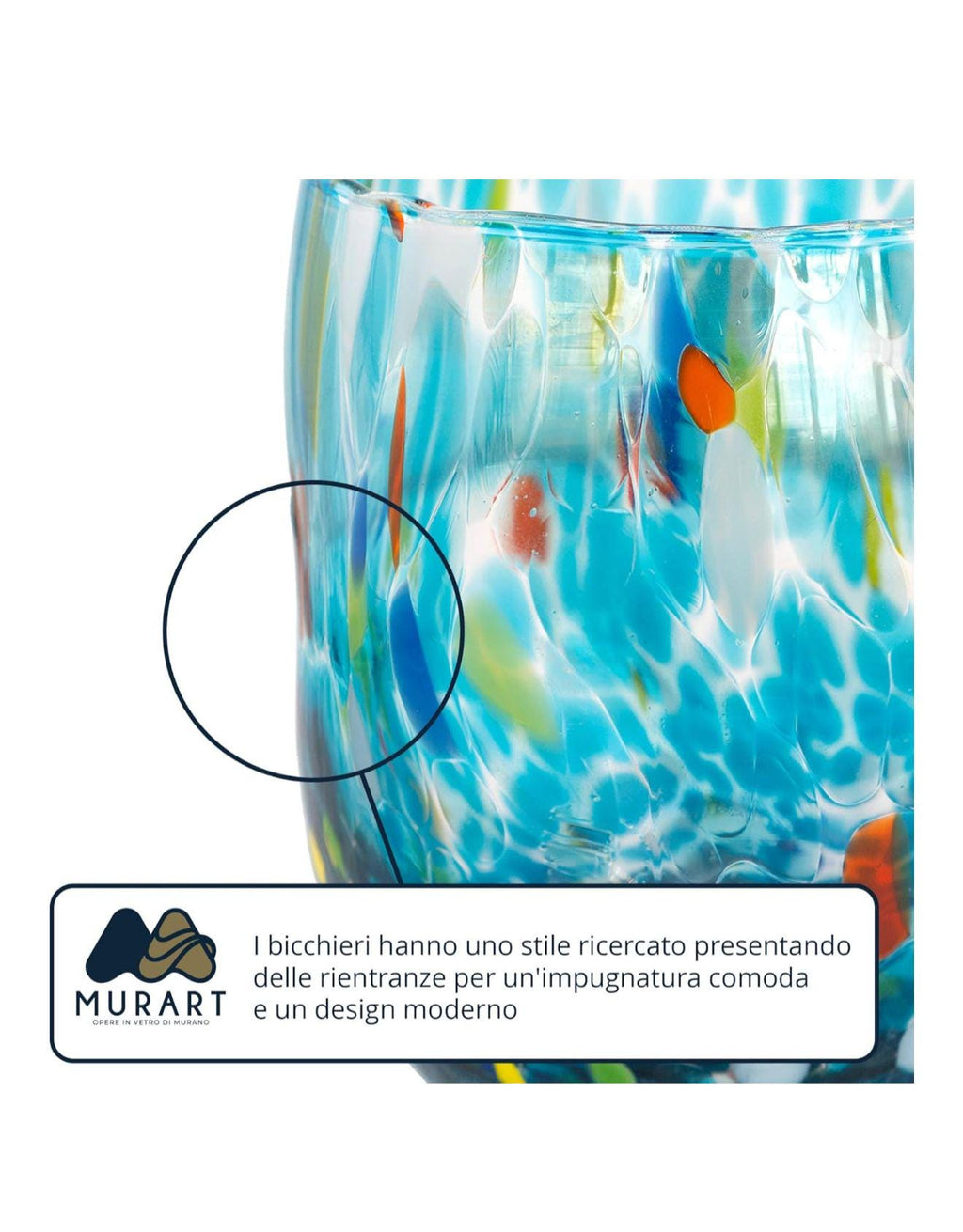 Murano Drinking Glass | Certified Murano Glass | Made in Italy | Water Glass | Collection Onde