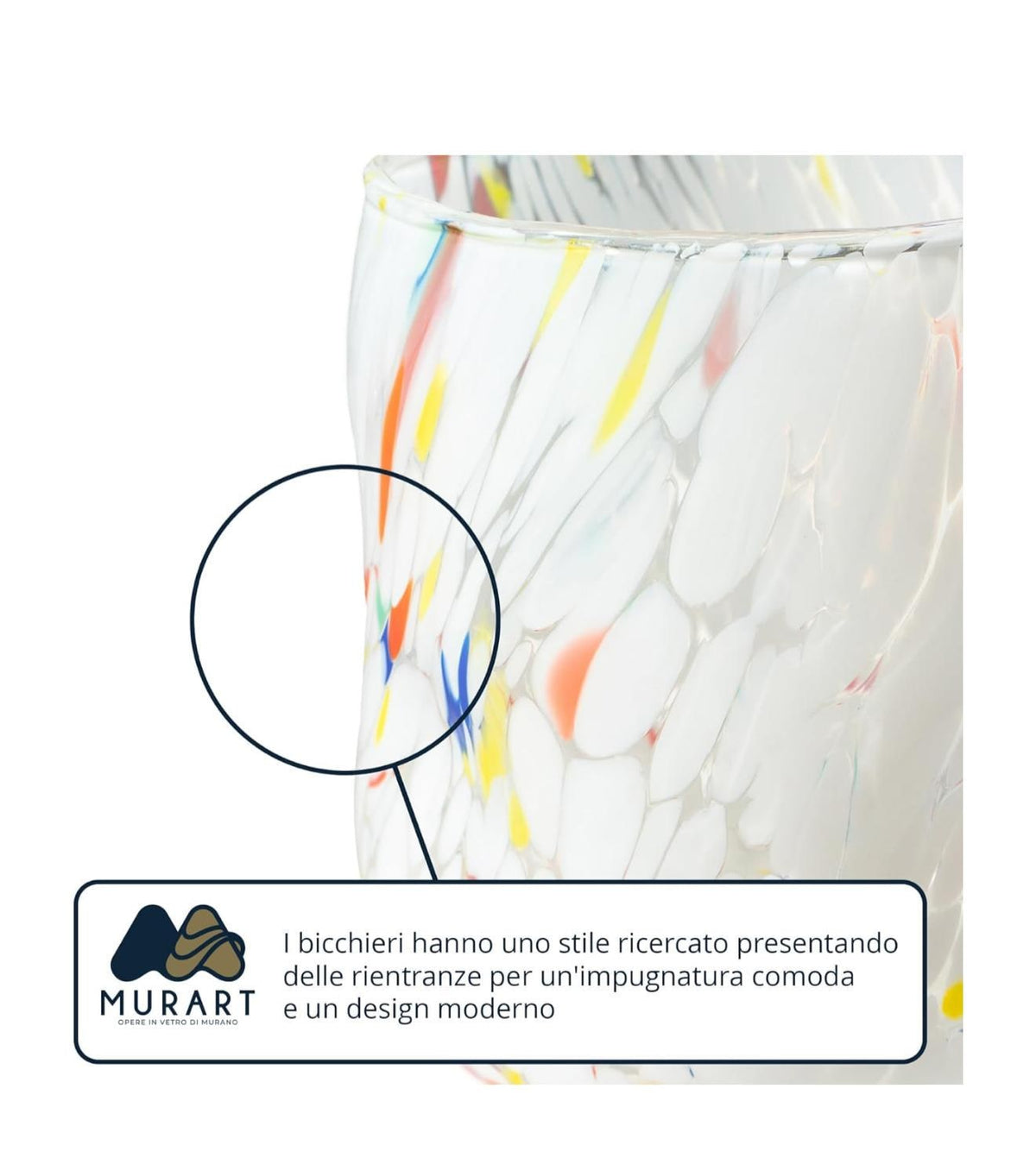 Murano Drinking Glass | Certified Murano Glass | Made in Italy | Water Glass | Collection Onde