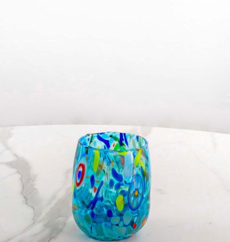 MurArt Bicchieri in vetro di Murano Collezione Decoro MG B12 Set 6 Bicchieri da 250 ml