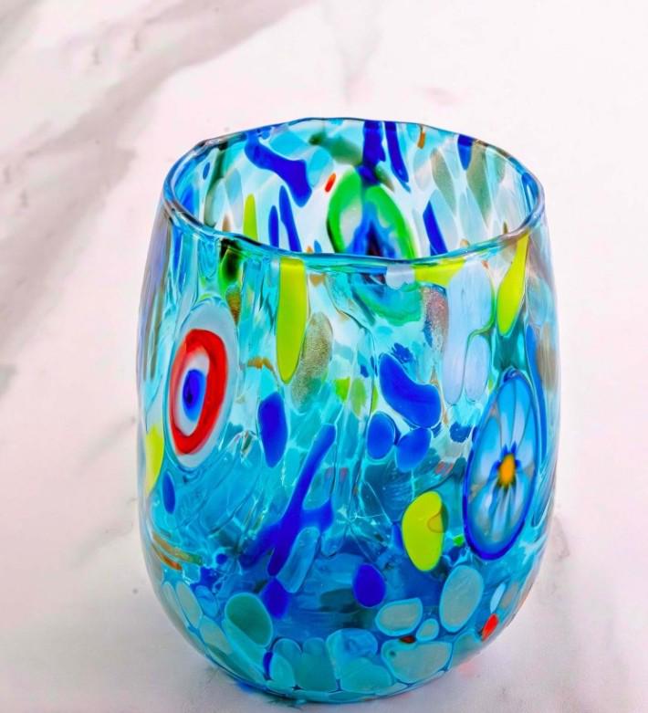 MurArt Bicchieri in vetro di Murano Collezione Decoro MG B12 Set 6 Bicchieri da 250 ml
