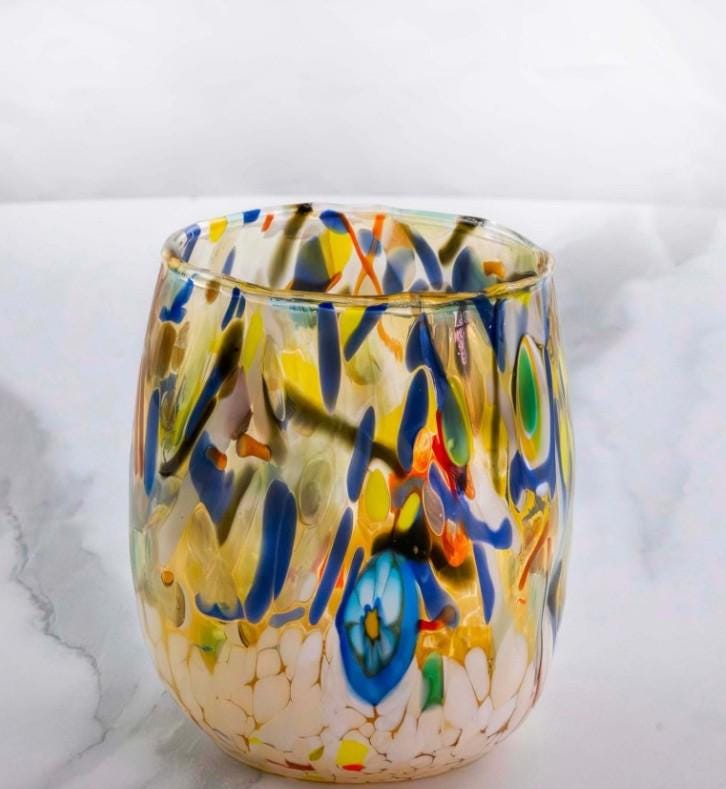 MurArt Bicchieri in vetro di Murano Collezione Decoro MG B12 Set 6 Bicchieri da 250 ml