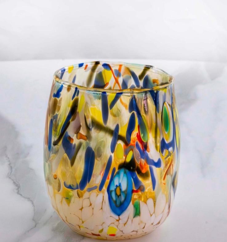 MurArt Bicchieri in vetro di Murano Collezione Decoro MG B12 Set 6 Bicchieri da 250 ml
