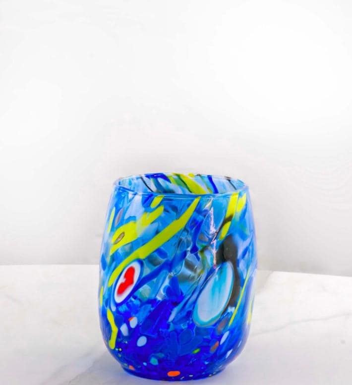 MurArt Bicchieri in vetro di Murano Collezione Decoro MG B12 Set 6 Bicchieri da 250 ml
