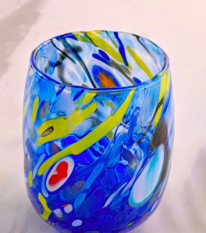 MurArt Bicchieri in vetro di Murano Collezione Decoro MG B12 Set 6 Bicchieri da 250 ml
