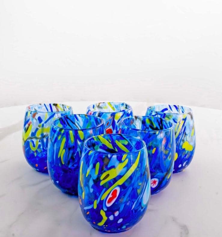 MurArt Bicchieri in vetro di Murano Collezione Decoro MG B12 Set 6 Bicchieri da 250 ml