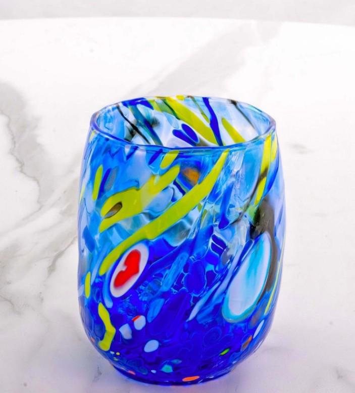 MurArt Bicchieri in vetro di Murano Collezione Decoro MG B12 Set 6 Bicchieri da 250 ml