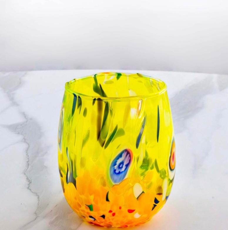 MurArt Bicchieri in vetro di Murano Collezione Decoro MG B12 Set 6 Bicchieri da 250 ml