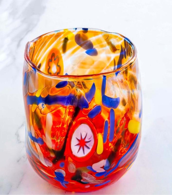 MurArt Bicchieri in vetro di Murano Collezione Decoro MG B12 Set 6 Bicchieri da 250 ml