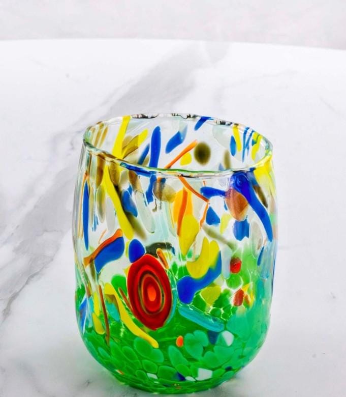 MurArt Bicchieri in vetro di Murano Collezione Decoro MG B12 Set 6 Bicchieri da 250 ml