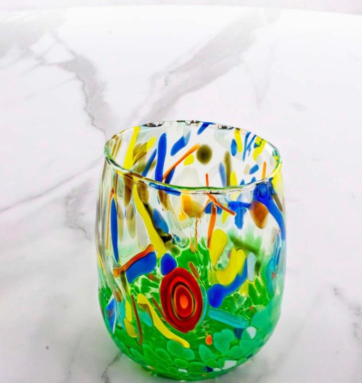 MurArt Bicchieri in vetro di Murano Collezione Decoro MG B12 Set 6 Bicchieri da 250 ml