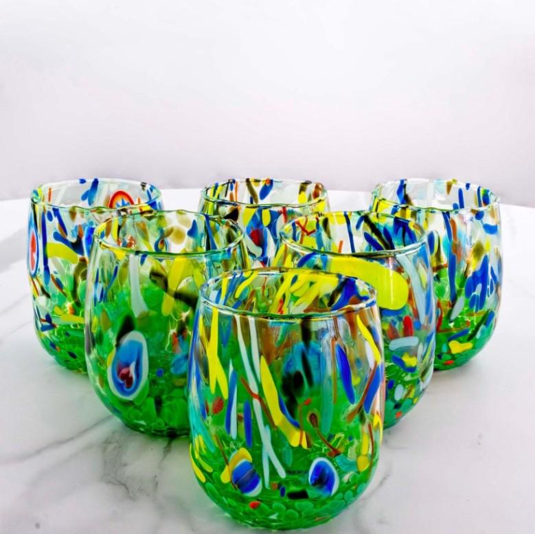 MurArt Bicchieri in vetro di Murano Collezione Decoro MG B12 Set 6 Bicchieri da 250 ml