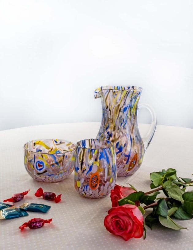 MurArt Bicchieri in vetro di Murano Collezione Decoro MG B12 Set 6 Bicchieri da 250 ml
