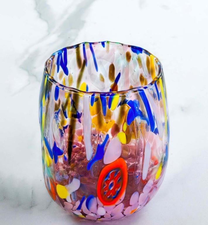 MurArt Bicchieri in vetro di Murano Collezione Decoro MG B12 Set 6 Bicchieri da 250 ml