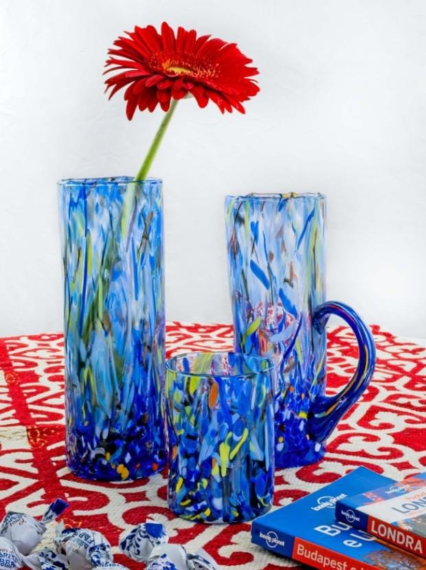 MurArt Vaso in Vetro di Murano Collezione Decoro MG B1 altezza 24CM