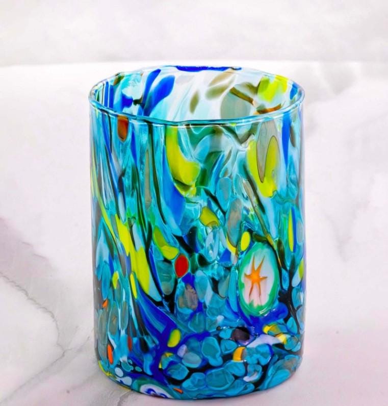MurArt Bicchieri in vetro di Murano Collezione Decoro MG B1 Set 6 Bicchieri da 250 ml
