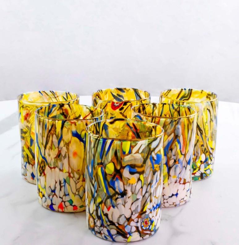 MurArt Bicchieri in vetro di Murano Collezione Decoro MG B1 Set 6 Bicchieri da 250 ml