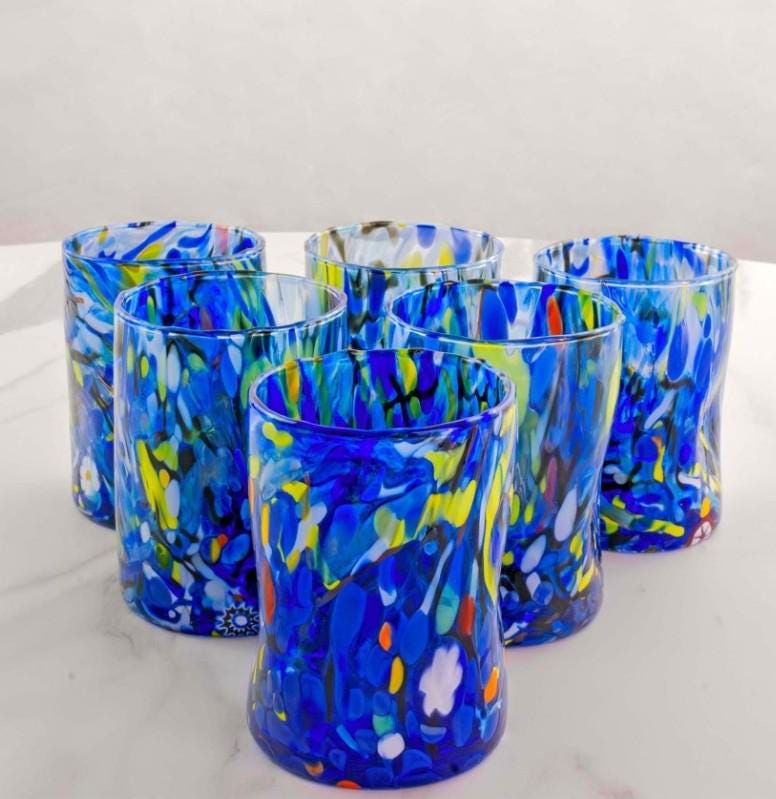 MurArt Bicchieri in vetro di Murano Collezione Decoro MG B1 Set 6 Bicchieri da 250 ml