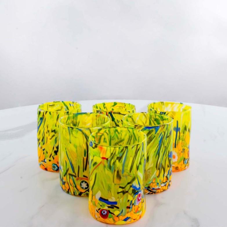 MurArt Bicchieri in vetro di Murano Collezione Decoro MG B1 Set 6 Bicchieri da 250 ml
