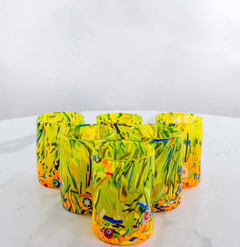 MurArt Bicchieri in vetro di Murano Collezione Decoro MG B1 Set 6 Bicchieri da 250 ml