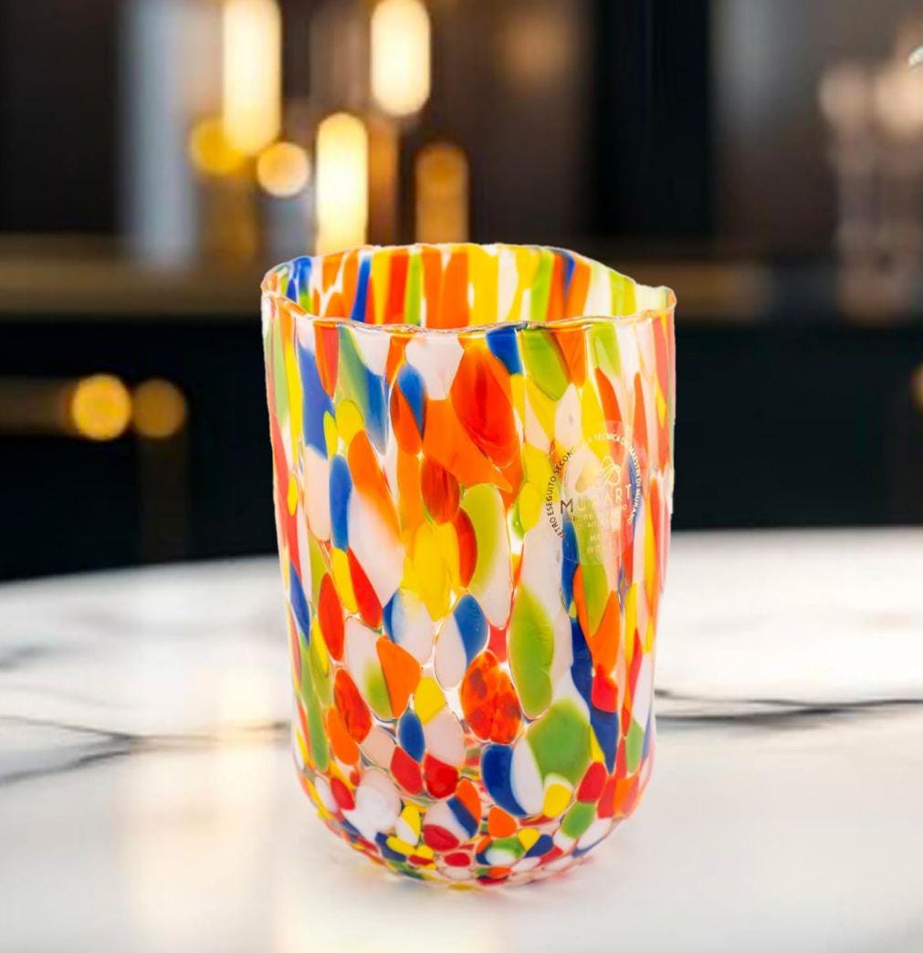 Murano Drinking Glass | Certified Murano Glass | Made in Italy | Water Glass | Collection Eleganza