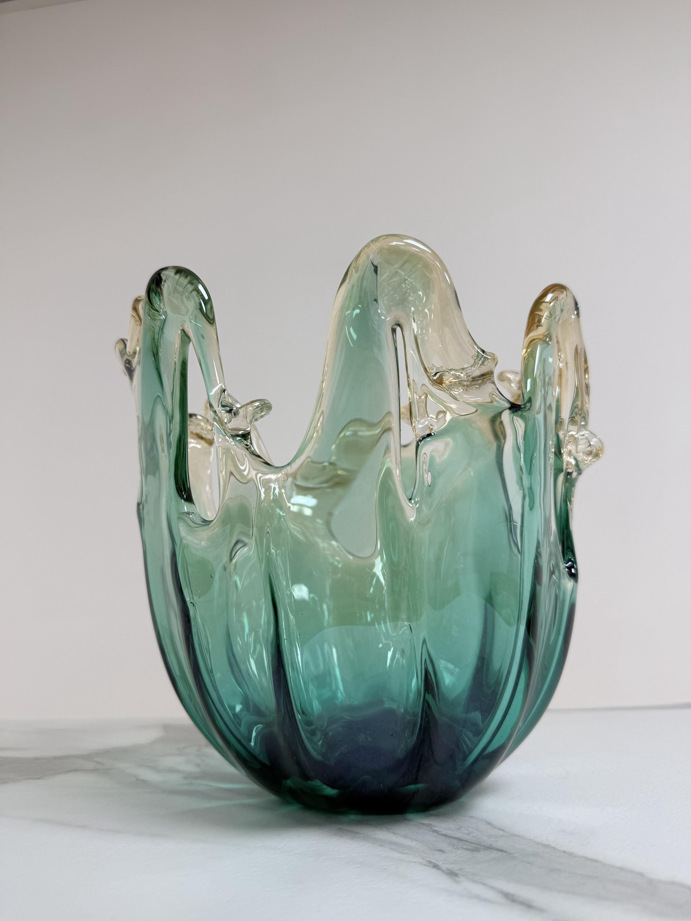 Murano Glass Centerpiece | Certified Murano Glass | Made in Italy | Table Decoration | Collection Polipo Pasta di Vetro Verde