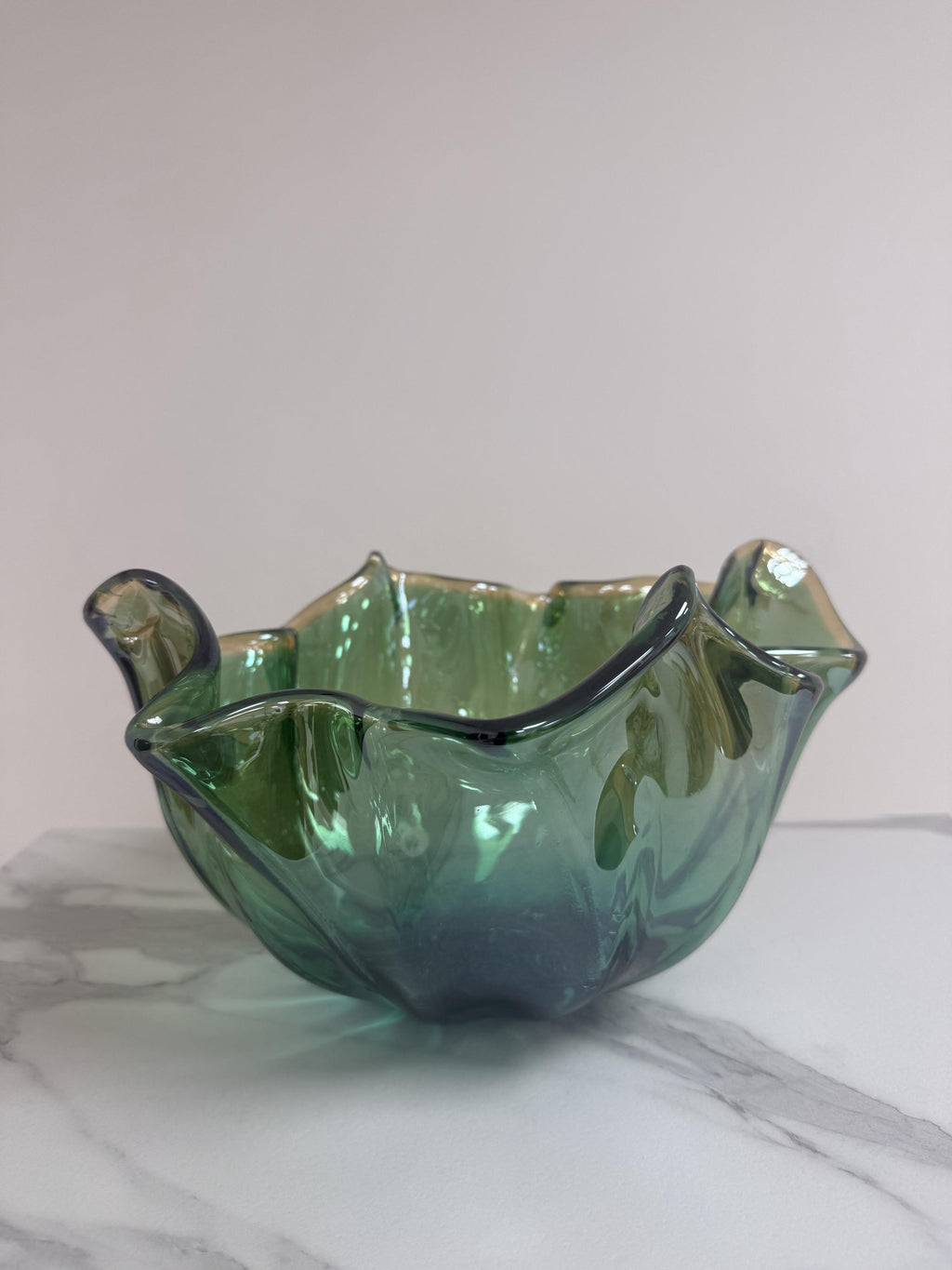 Murano Glass Centerpiece | Certified Murano Glass | Made in Italy | Table Decoration | Collection Fazzoletto Pasta di Vetro Verde