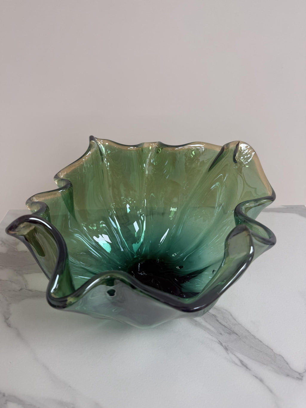 Murano Glass Centerpiece | Certified Murano Glass | Made in Italy | Table Decoration | Collection Fazzoletto Pasta di Vetro Verde