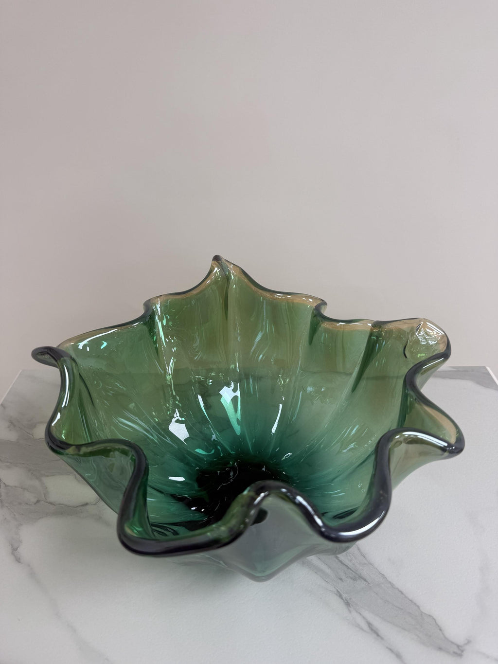 Murano Glass Centerpiece | Certified Murano Glass | Made in Italy | Table Decoration | Collection Fazzoletto Pasta di Vetro Verde