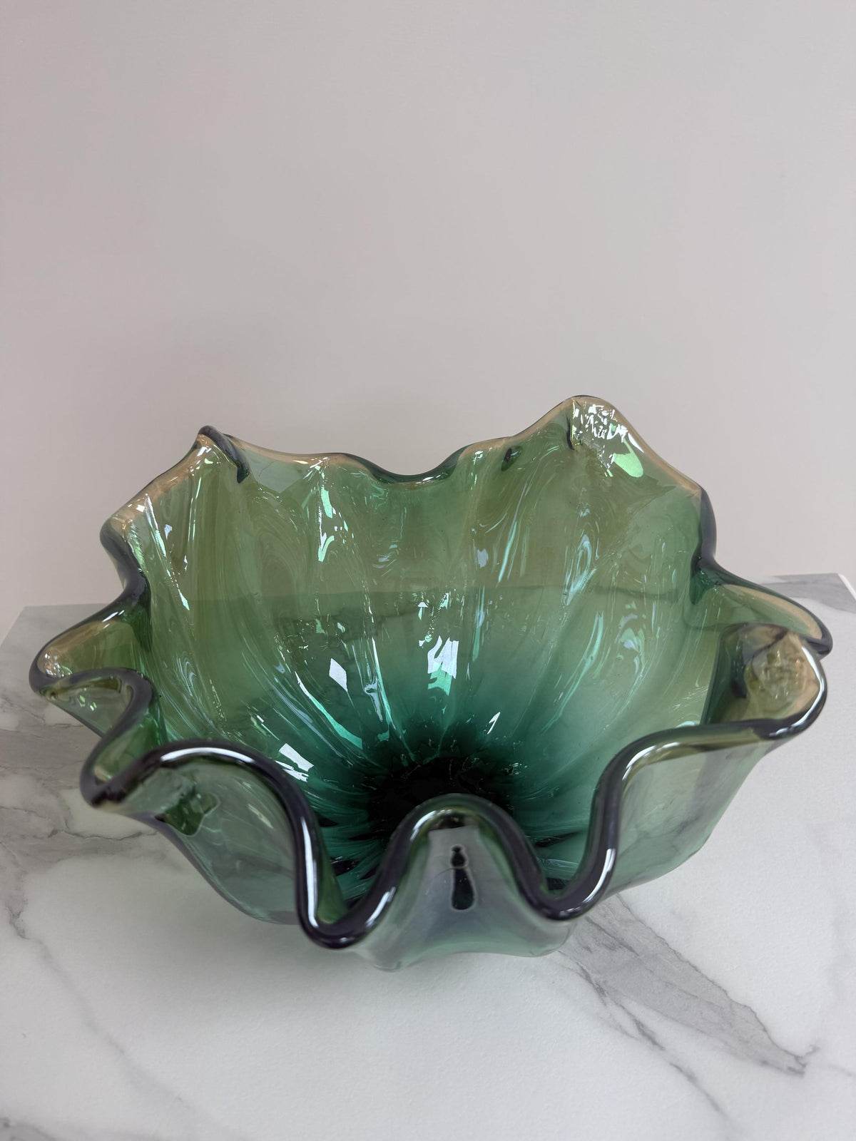 Murano Glass Centerpiece | Certified Murano Glass | Made in Italy | Table Decoration | Collection Fazzoletto Pasta di Vetro Verde