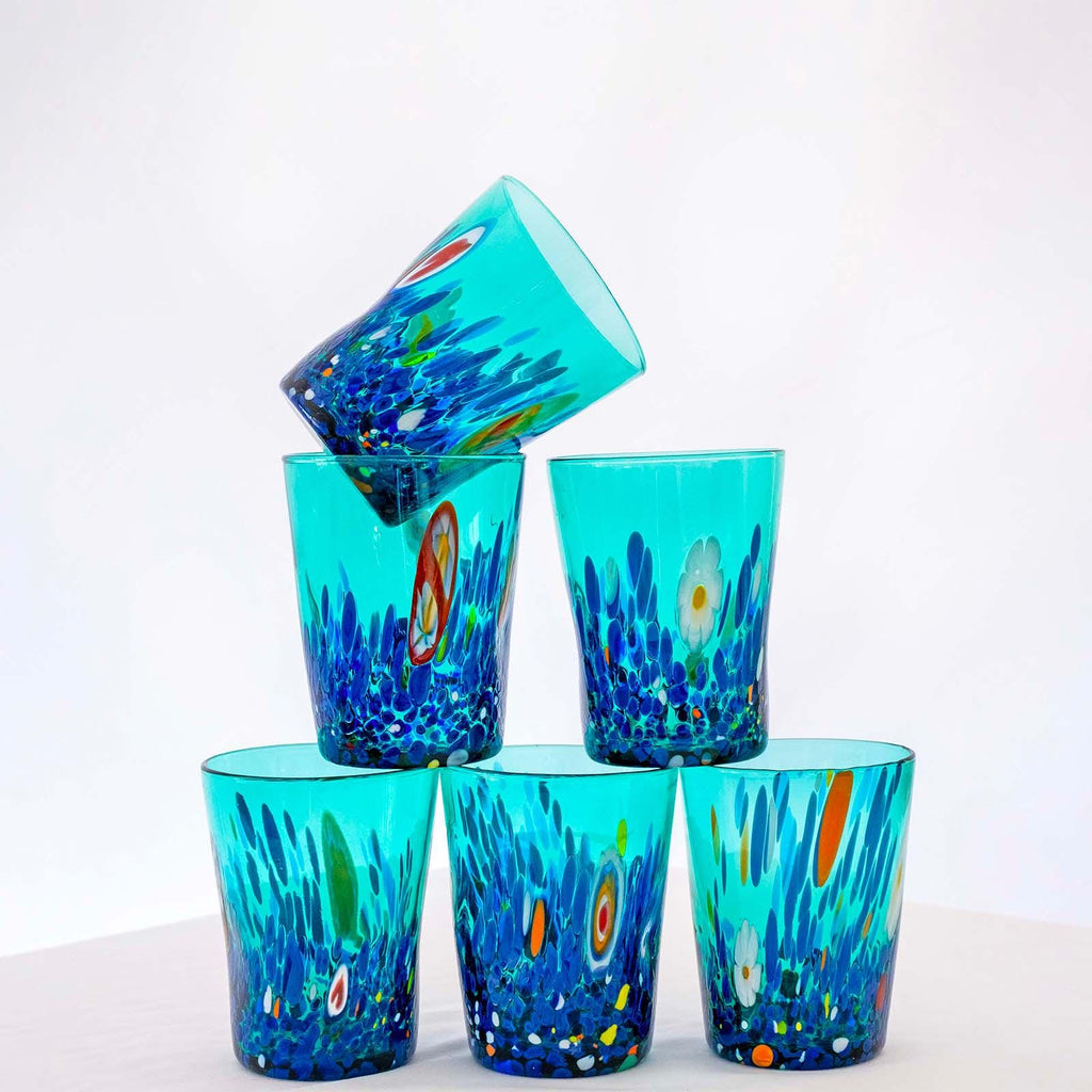 Murano Drinking Glass | Certified Murano Glass | Made in Italy | Water Glass | Collection Smeraldo B2