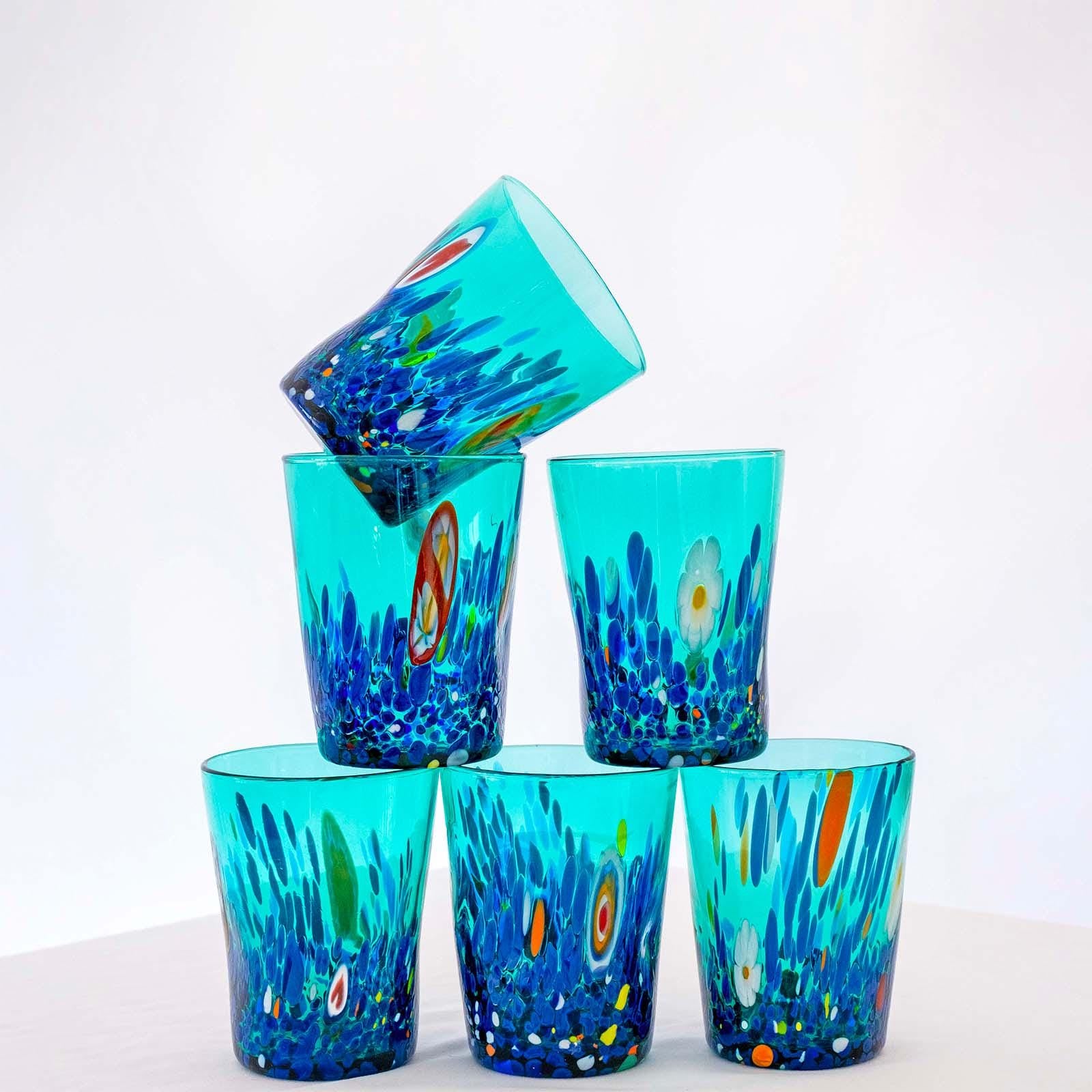 Murano Drinking Glass | Certified Murano Glass | Made in Italy | Water Glass | Collection Smeraldo B2