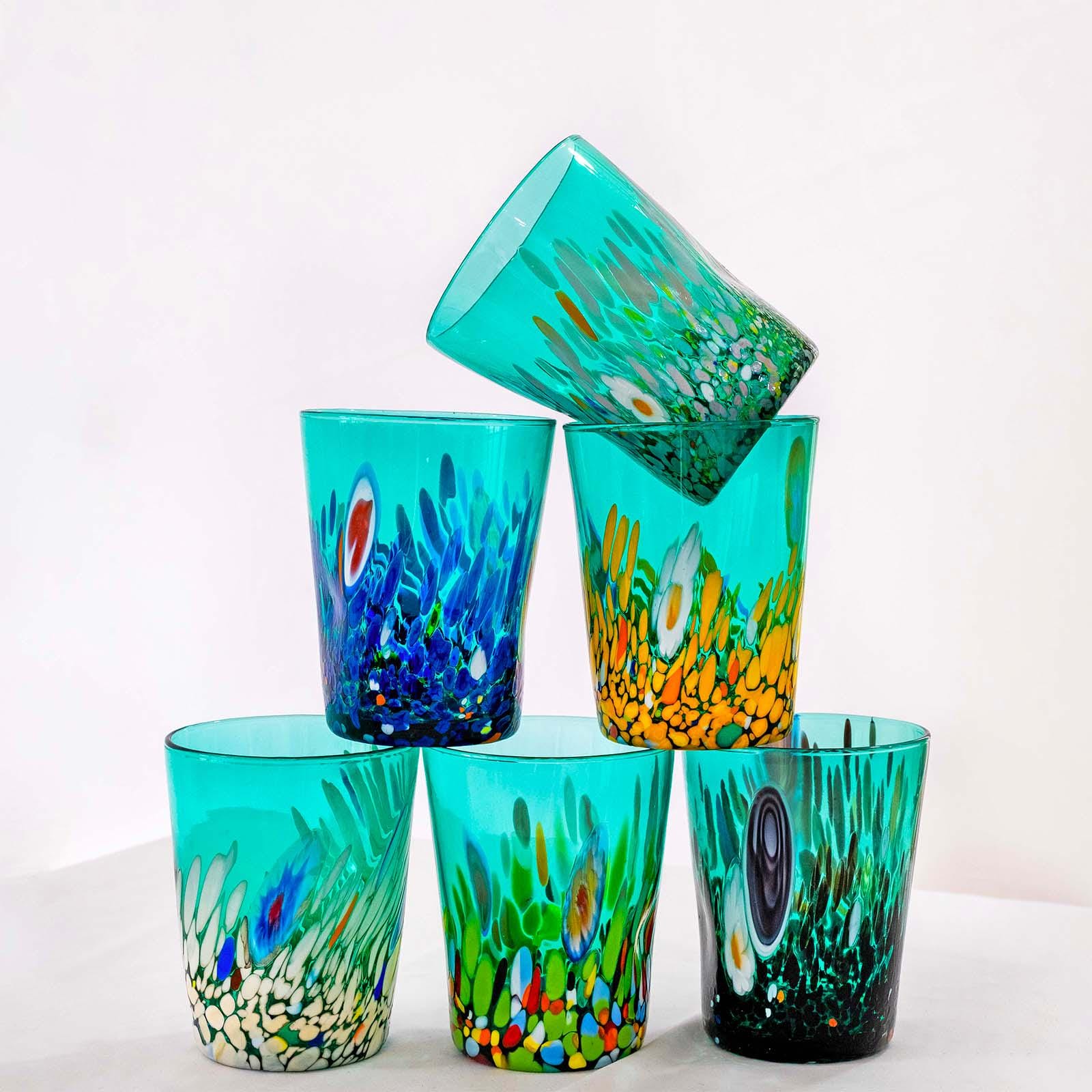 Murano Drinking Glass | Certified Murano Glass | Made in Italy | Water Glass | Collection Smeraldo B2