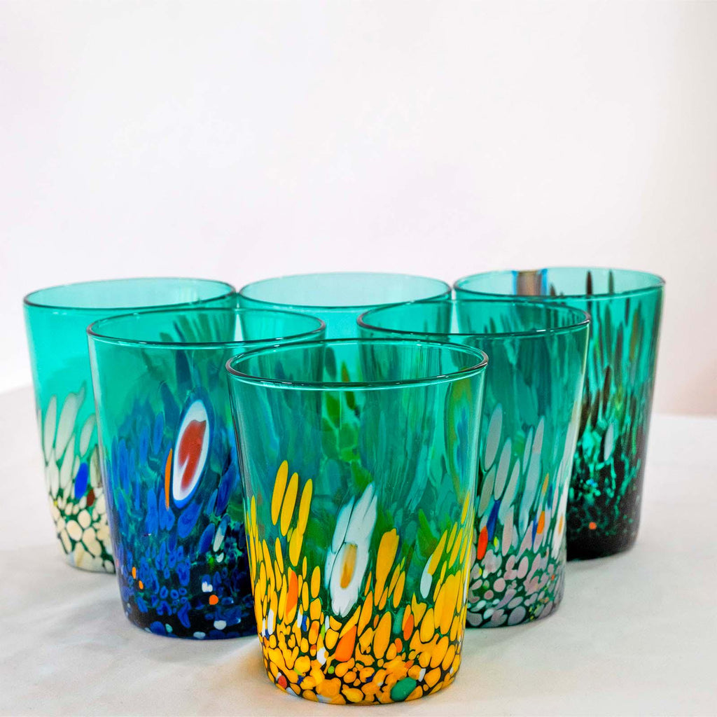 Murano Drinking Glass | Certified Murano Glass | Made in Italy | Water Glass | Collection Smeraldo B2