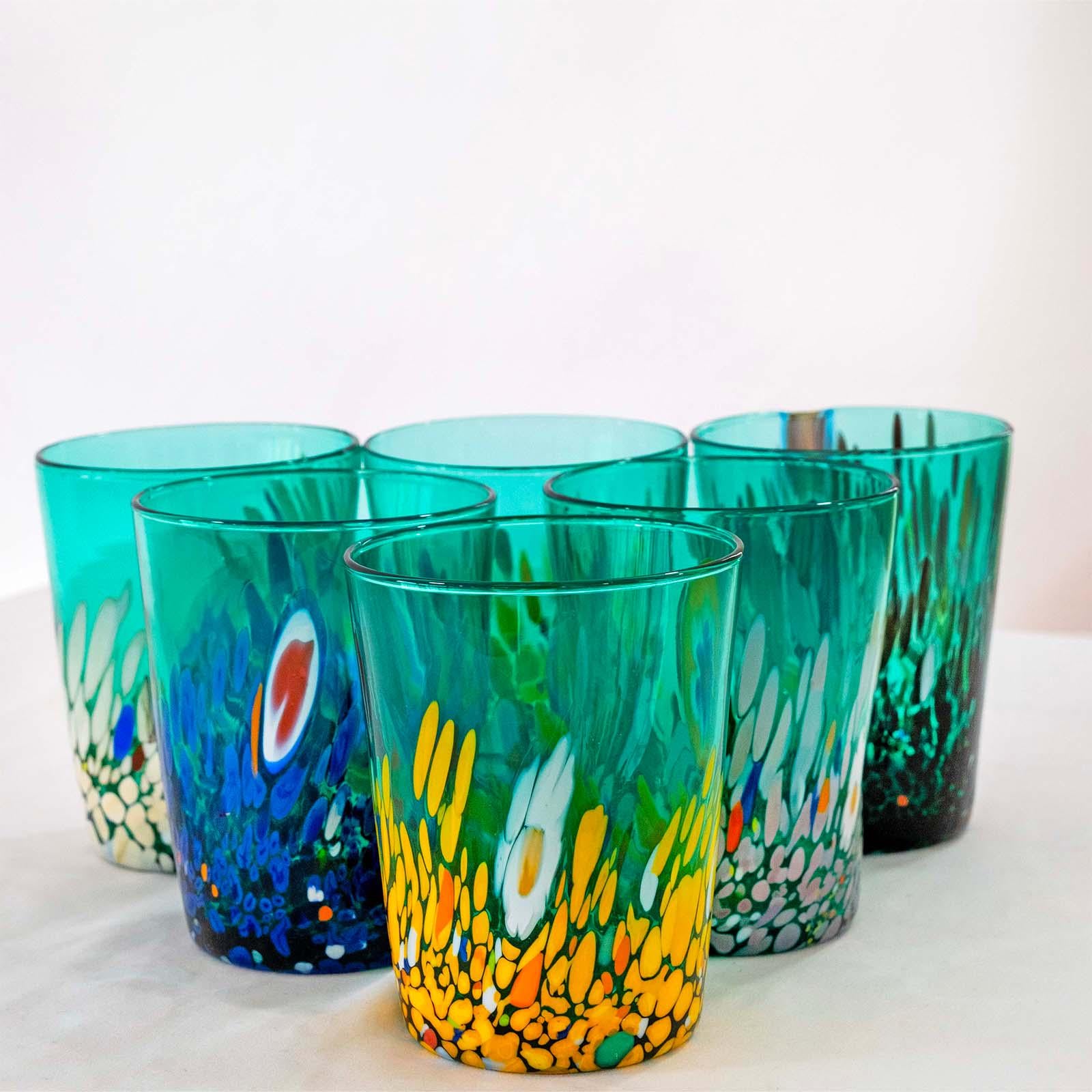 Murano Drinking Glass | Certified Murano Glass | Made in Italy | Water Glass | Collection Smeraldo B2