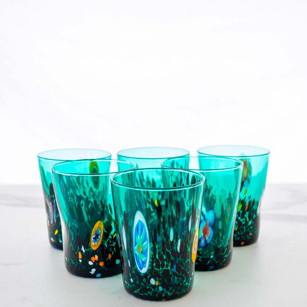 Murano Drinking Glass | Certified Murano Glass | Made in Italy | Water Glass | Collection Smeraldo B2