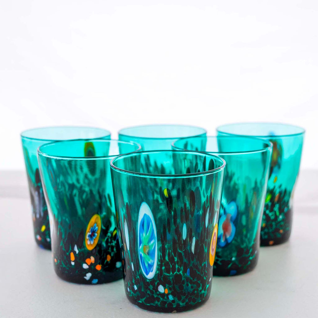 Murano Drinking Glass | Certified Murano Glass | Made in Italy | Water Glass | Collection Smeraldo B2
