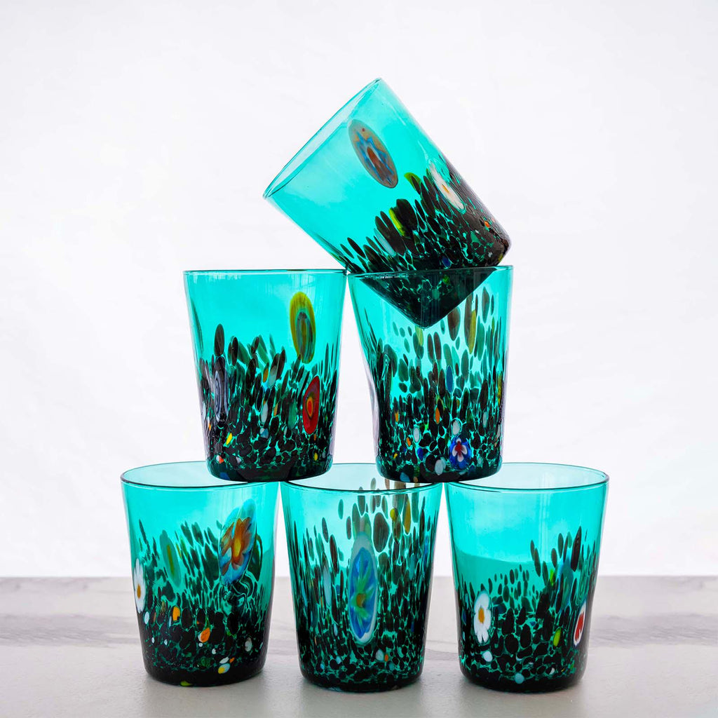 Murano Drinking Glass | Certified Murano Glass | Made in Italy | Water Glass | Collection Smeraldo B2