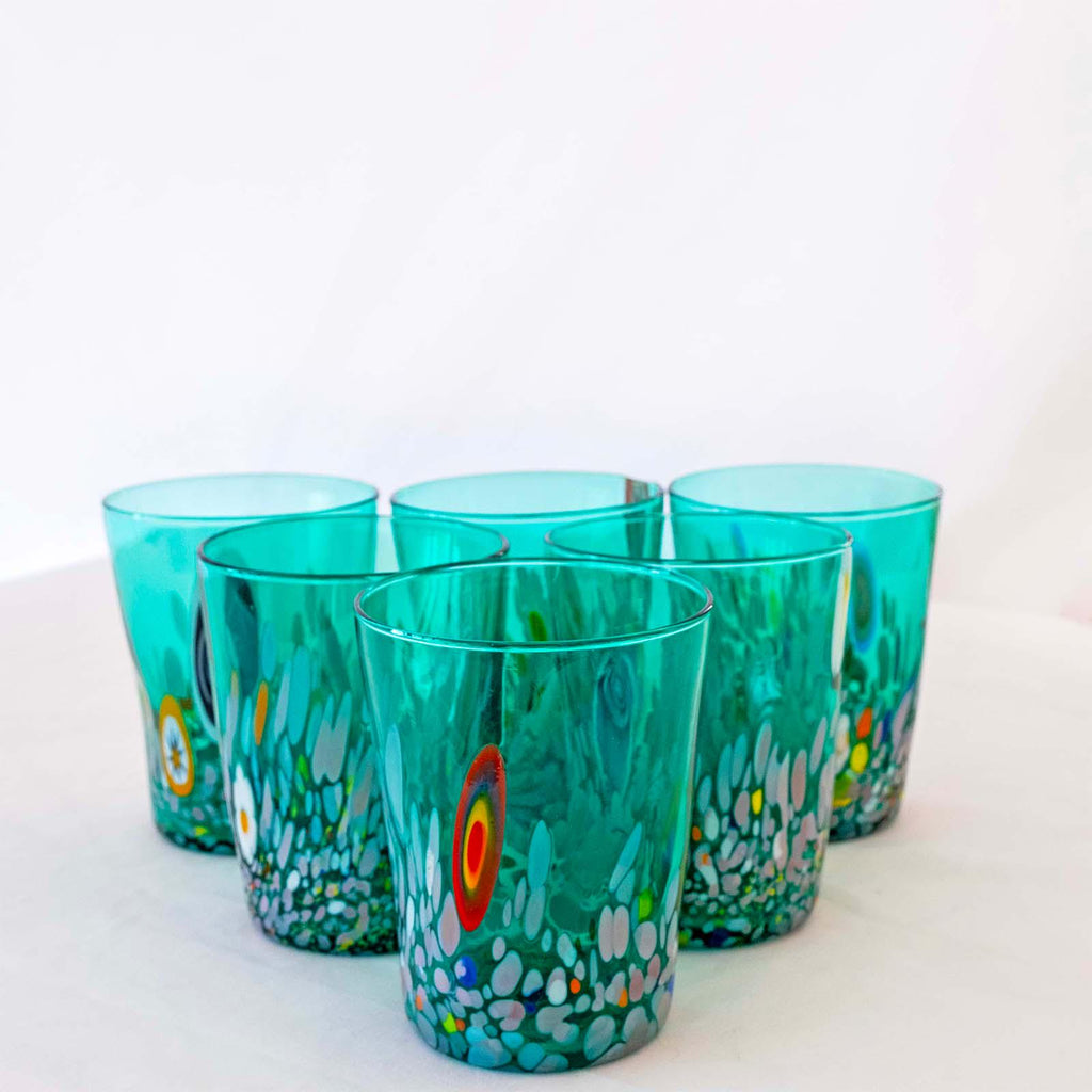 Murano Drinking Glass | Certified Murano Glass | Made in Italy | Water Glass | Collection Smeraldo B2