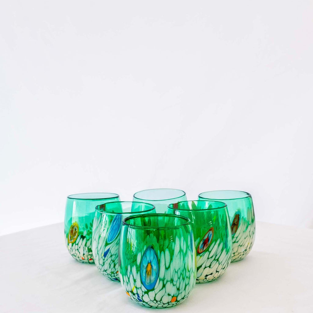 Murano Drinking Glass | Certified Murano Glass | Made in Italy | Water Glass | Collection Smeraldo B12