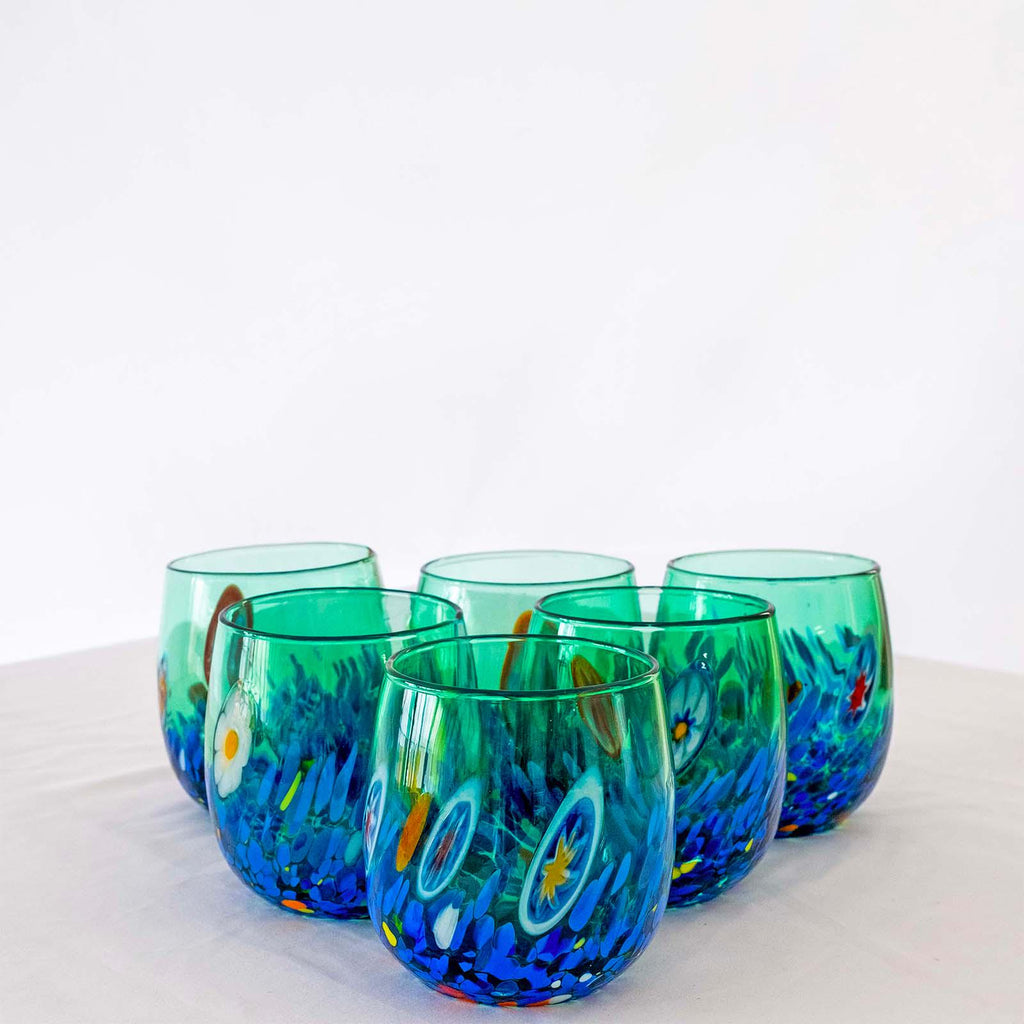 Murano Drinking Glass | Certified Murano Glass | Made in Italy | Water Glass | Collection Smeraldo B12